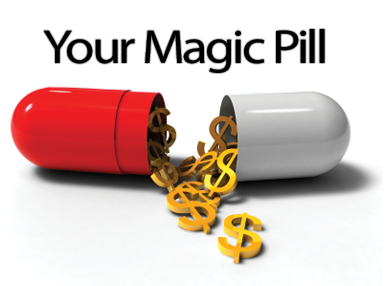 Magic pill with money inside